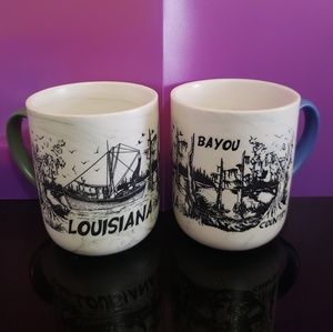 Set of two original Louisiana Bayou coffee mugs